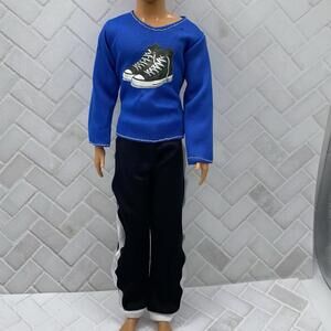 Mattel Ken Outfit ~ Blue Sneaker Graphic Shirt Black Athletic Pants